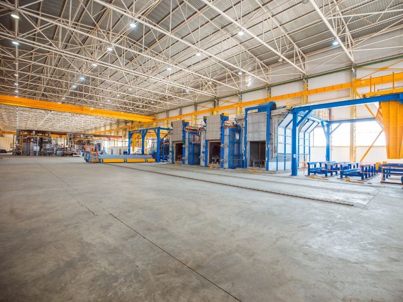 shell and core construction for industrial building